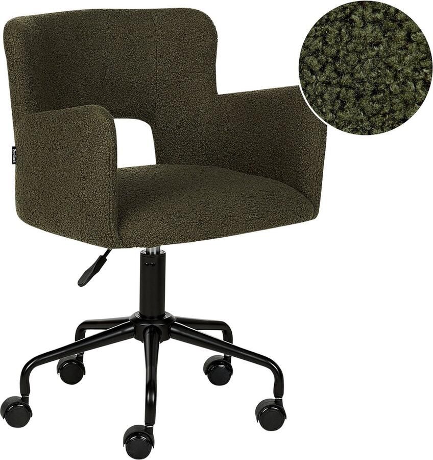 Beliani SANILAC Bureaustoel Donkergroen Bouclé