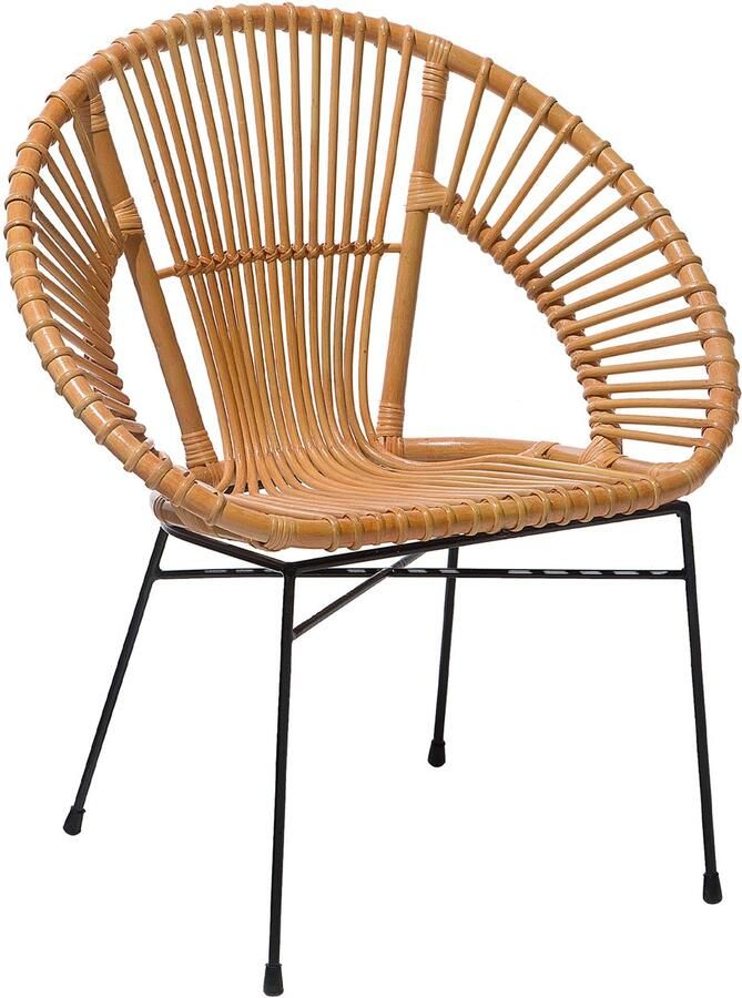 Beliani Sarita Stoel Beige Wicker Metaal 70x48x80