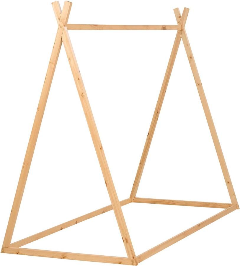 Beliani Kinderbed Tent Dennenhout SAURAT 90 x 200 cm Lichtbruin