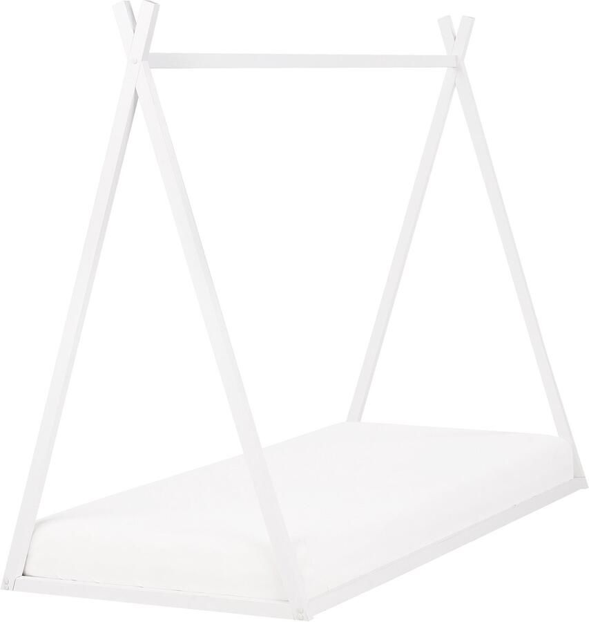 Beliani Kinderbed Tent Dennenhout SAURAT 90 x 200 cm Wit