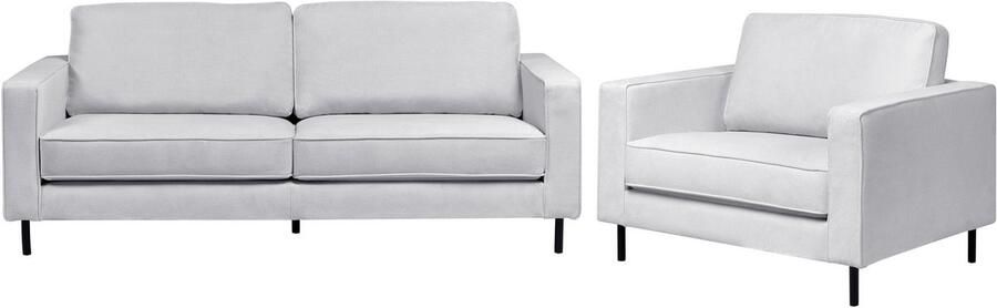 Beliani Bankenset SAVALEN Stof Lichtgrijs 4-zitter