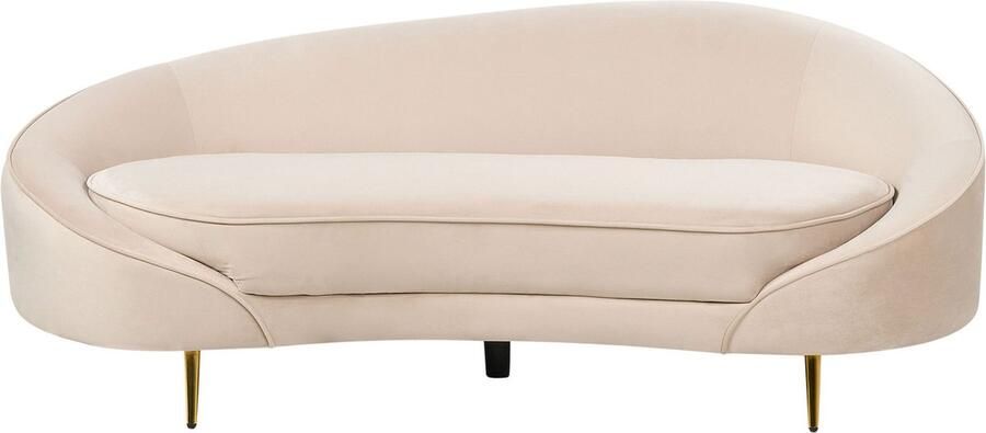 Beliani Bank SAVAR Fluweel Lichtbeige 3-zitter - Foto 2