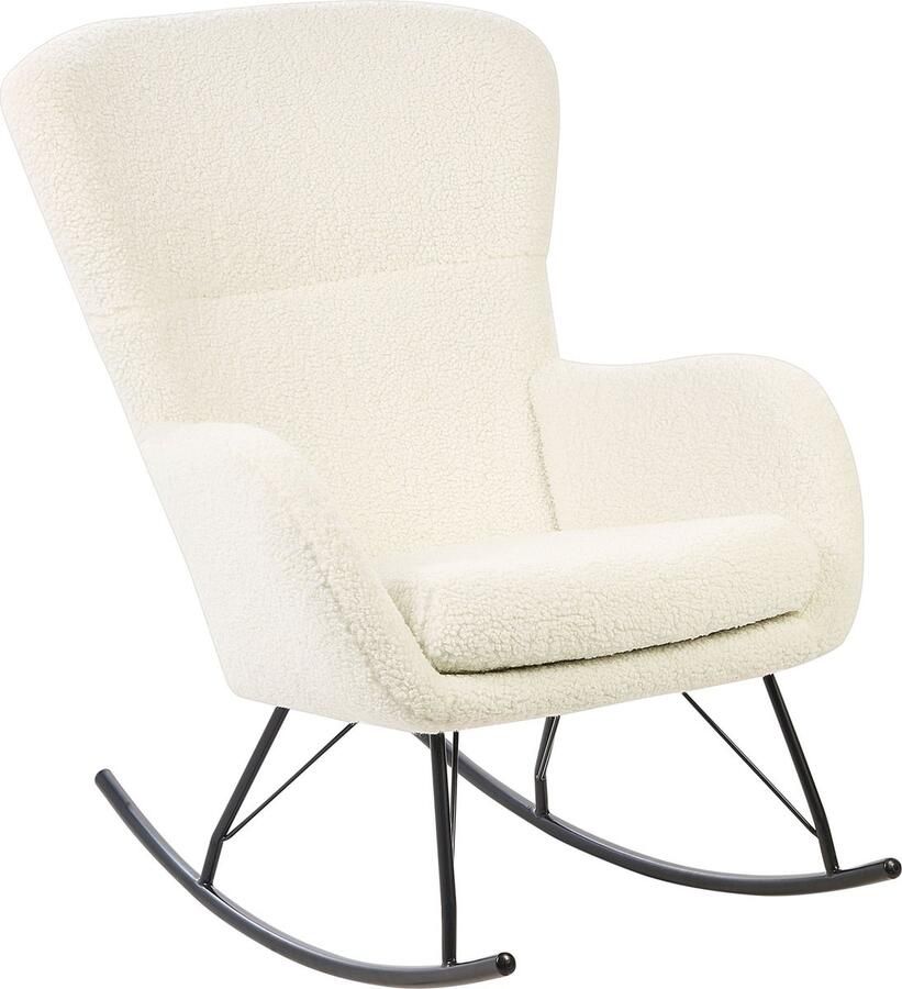 Beliani Schommelstoel ANASET Bouclé Lichtbeige - Foto 3