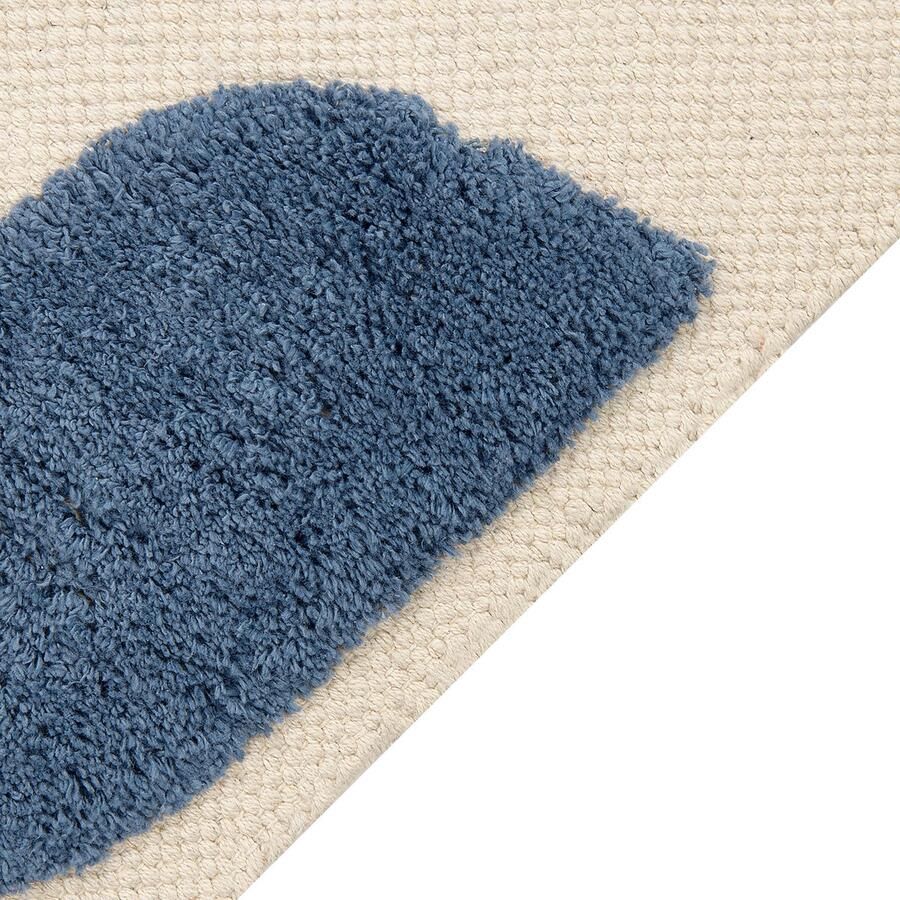 Beliani Vloerkleed walvis katoen beige blauw 80 x 150 cm SELAI