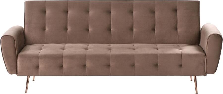 Beliani Slaapbank SELNES Fluweel Bruin 3-zitter