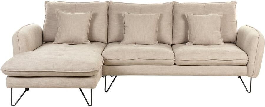 Beliani Hoekbank SERSAN Chenille Beige 3-zitter Rechterzijde