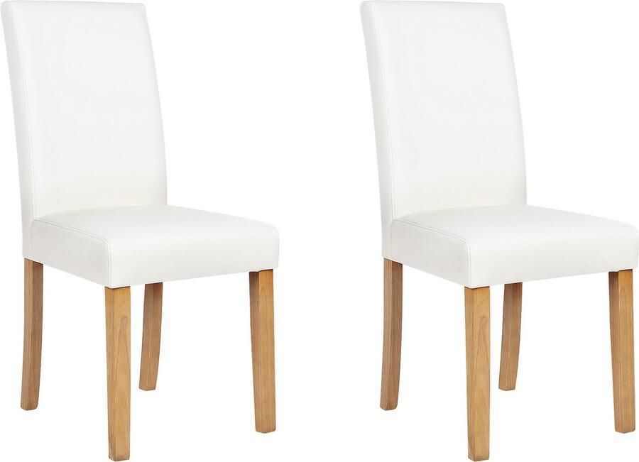 Beliani BROADWAY Eetkamerstoel-Lichte houtkleur-Kunstleer