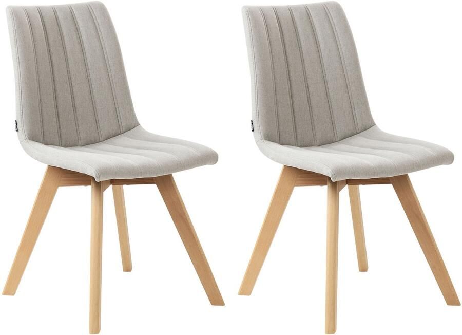 Beliani CALGARY II Eetkamerstoel set van 2 Lichtgrijs Polyester