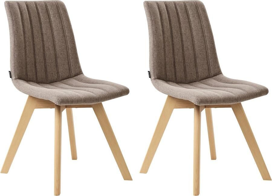 Beliani Set van 2 eetkamerstoelen CALGARY Stof Bruin