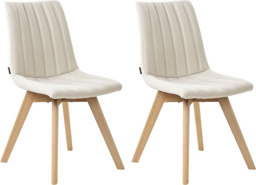Beliani Set van 2 eetkamerstoelen CALGARY Stof Gebroken wit