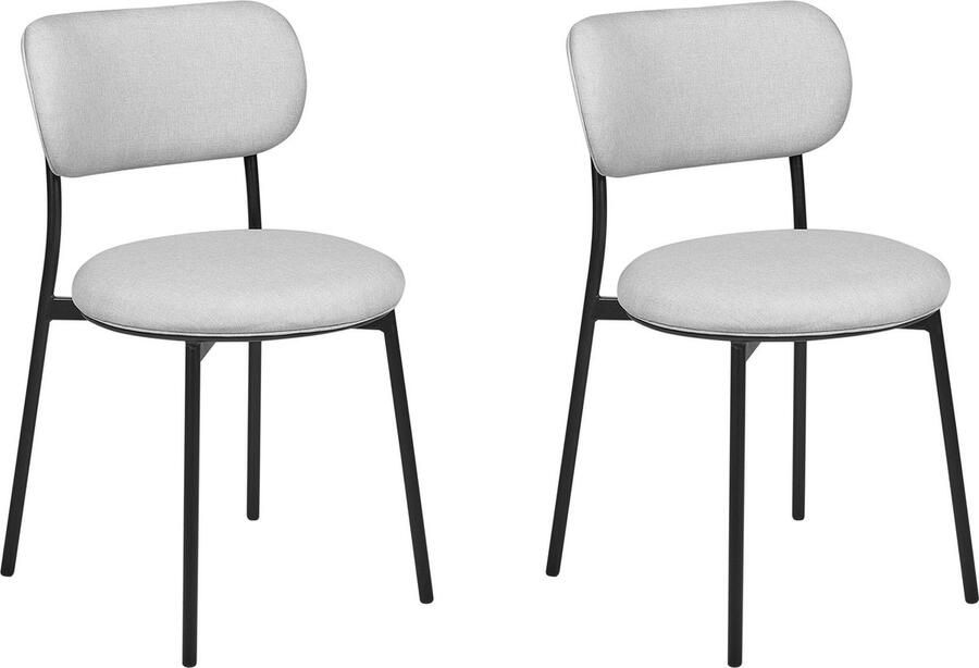 Beliani CASEY Eetkamerstoelen set van 2 Lichtgrijs Polyester