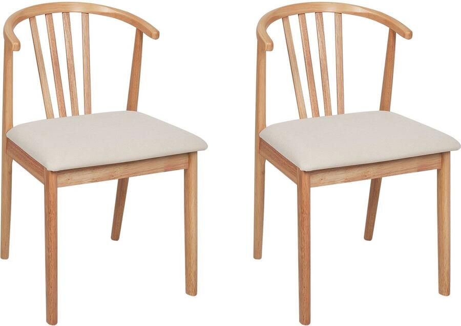 Beliani CRAIG Eetkamerstoel set van 2 Lichtbeige Licht Hout