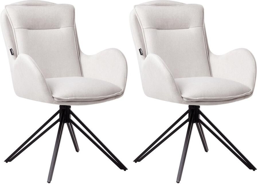 Beliani Set van 2 eetkamerstoelen Draaibaar AVELAR Lichtbeige