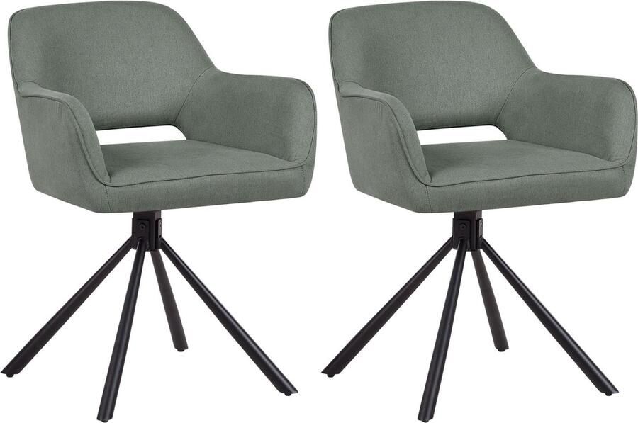 Beliani Set van 2 eetkamerstoelen Draaibaar LOURES Donkergroen