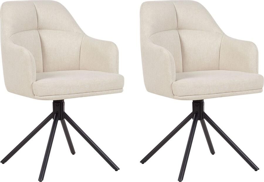 Beliani Set van 2 eetkamerstoelen Draaibaar MIRA Beige