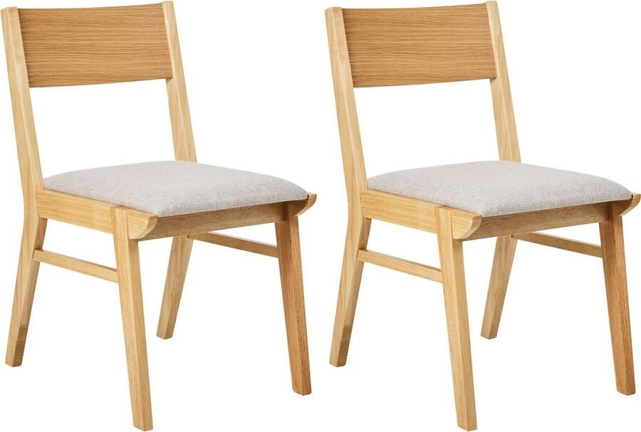 Beliani ENOLA Eetkamerstoel set van 2 Lichtgrijs Licht hout Stof