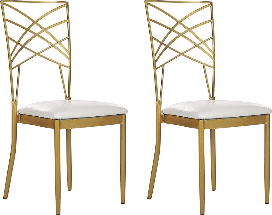 Beliani Set van 2 eetkamerstoelen GIRARD Metaal Goud
