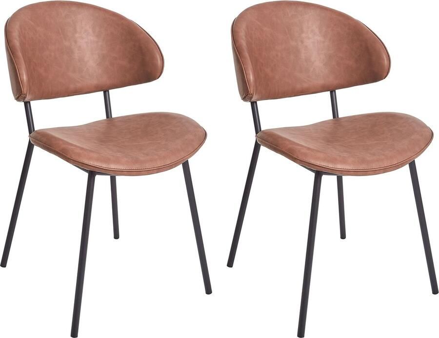 Beliani Set van 2 eetkamerstoelen KIANA Kunstleer Bruin