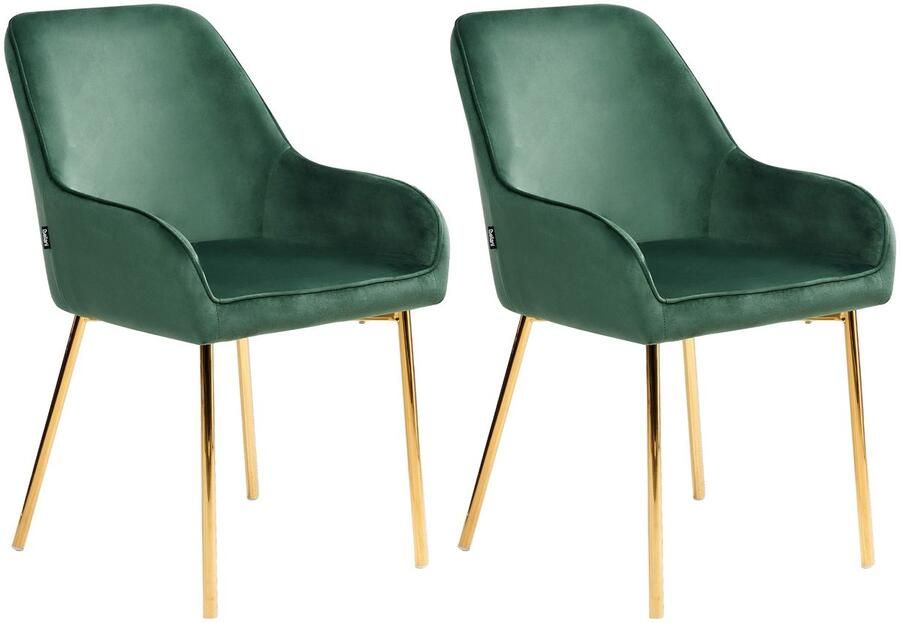 Beliani LOVERNA II Eetkamerstoel set van 2 Groen Fluweel