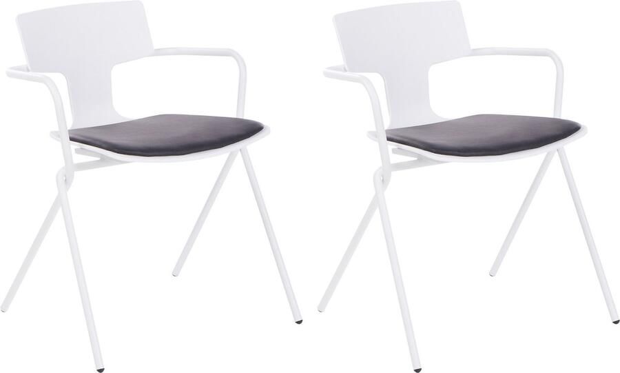 Beliani MANSON Eetkamerstoel set van 2 Wit Zwart Plastic