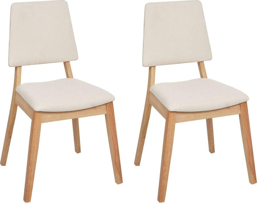 Beliani Set van 2 eetkamerstoelen MERRILL Hout Lichtbeige