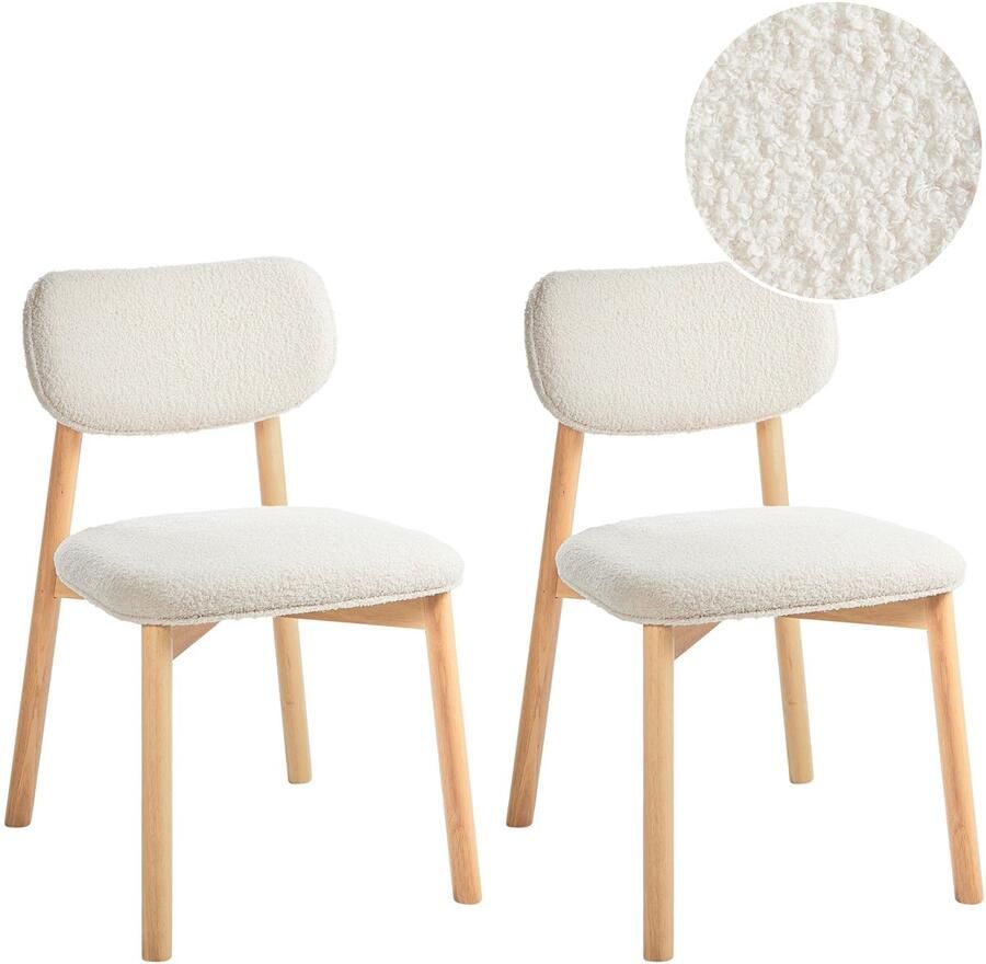 Beliani MILLS Eetkamerstoel set van 2 Lichthout Lichtbeige Rubberhout