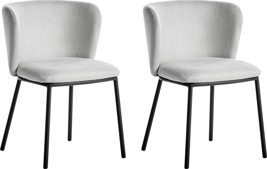 Beliani MINA Eetkamerstoel set van 2 Lichtgrijs Polyester