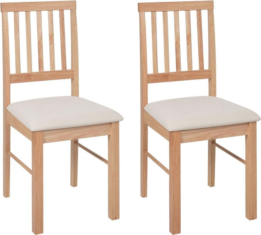 Beliani Set van 2 eetkamerstoelen ORONO Hout Lichtbruin