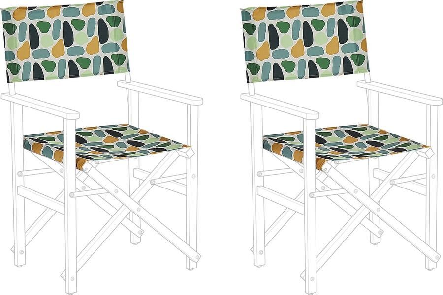 Beliani -CINE-Ligstoel doek set van 2-Multicolor Geometrisch-Polyester