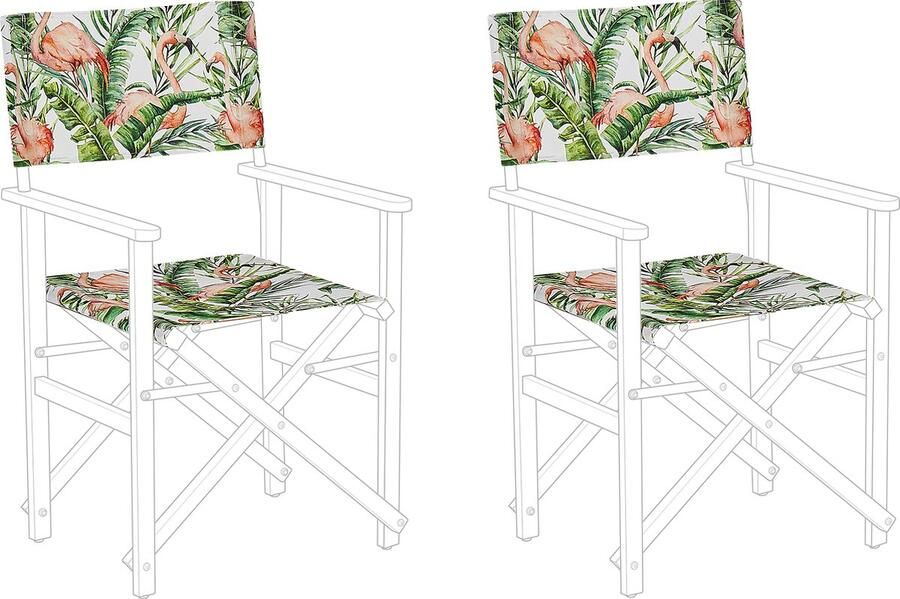 Beliani CINE Ligstoel doek set van 2 Groen Flamingo Polyester