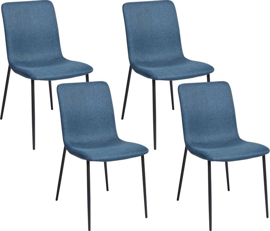 Beliani GLENDIVE Eetkamerstoel set van 4 Donkerblauw Polyester - Foto 2