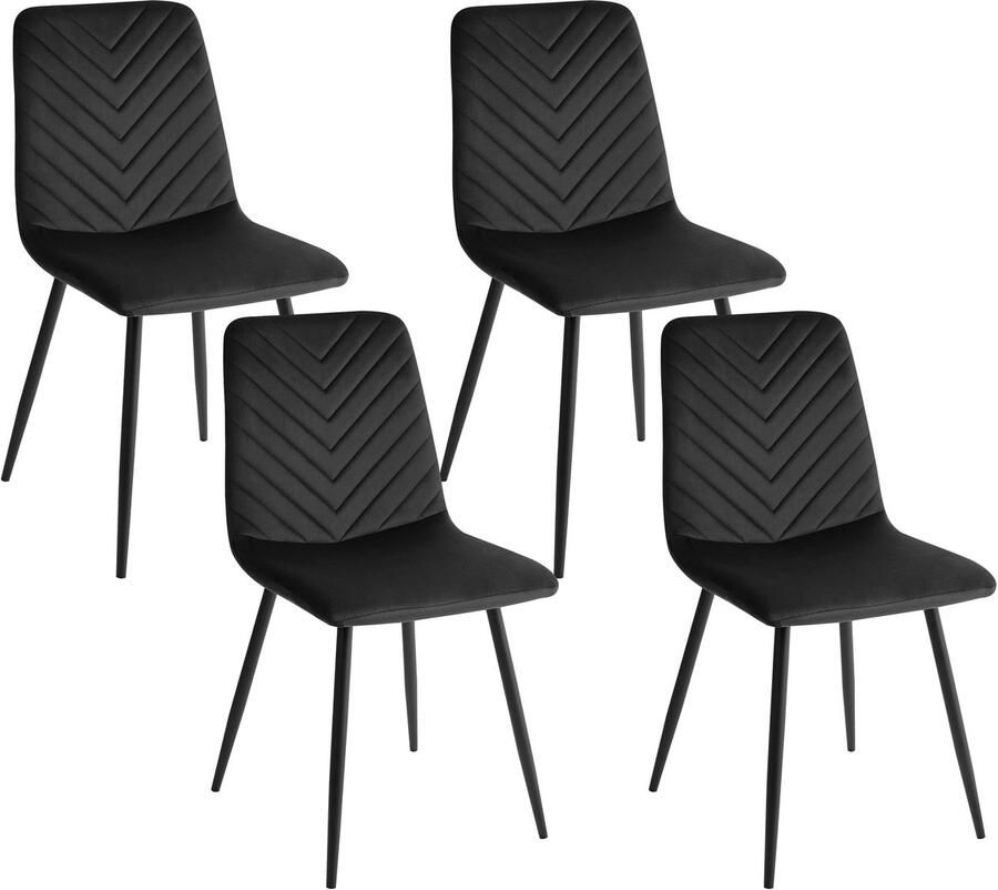 Beliani HAVRE Eetkamerstoelen set van 4 Zwart Fluweel