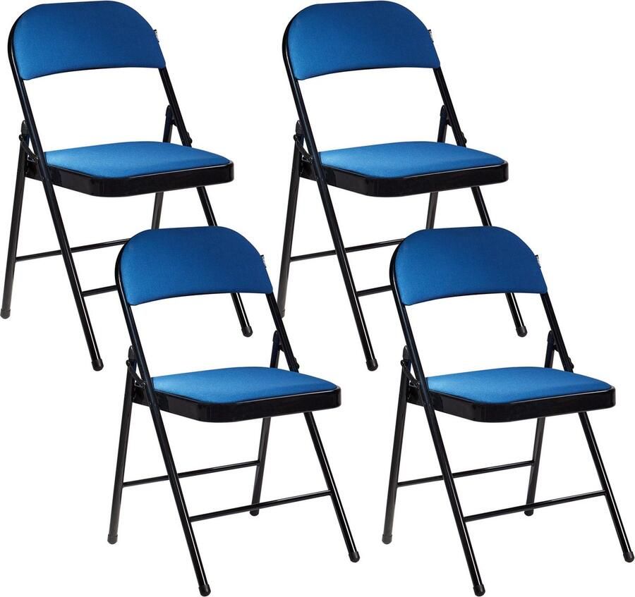 Beliani SPARKS Klapstoel set Zwart Blauw Metaal