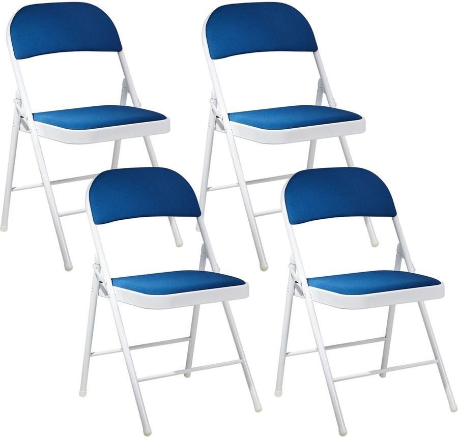 Beliani Klapstoel set van 4 metaal blauw wit SPARKS