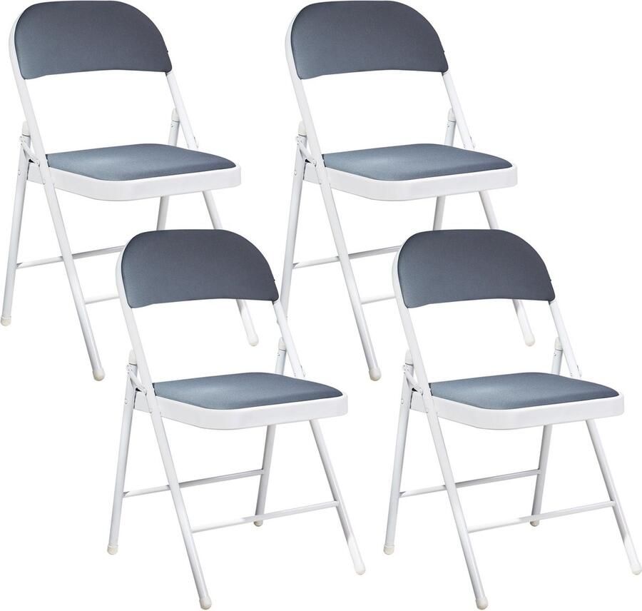 Beliani Klapstoel set van 4 metaal donkergrijs wit SPARKS