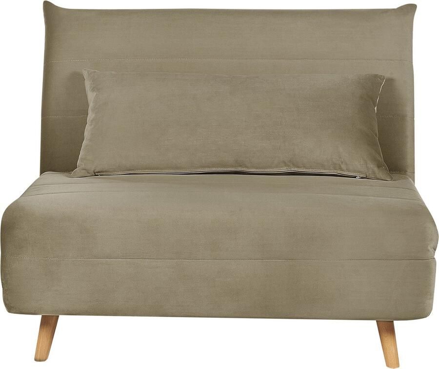 Beliani Eenpersoons slaapbank SETTEN Fluweel Olijfgroen