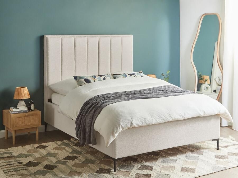 Beliani SEZANNE Bed met opbergruimte Gebroken wit 140 x 200 cm Bouclé - Foto 3