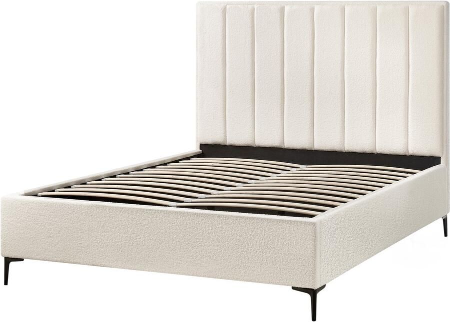 Beliani SEZANNE Bed met opbergruimte Gebroken wit 160 x 200 cm Bouclé - Foto 2