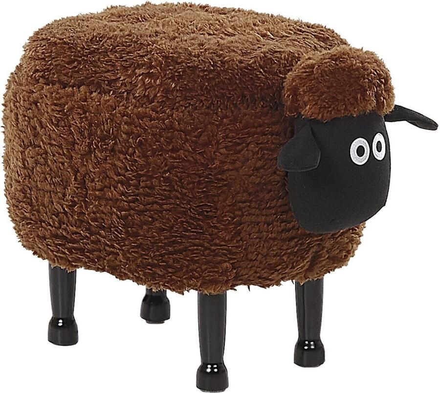 Beliani SHEEP Dierenhocker-Donkere houtkleur-Polyester - Foto 2