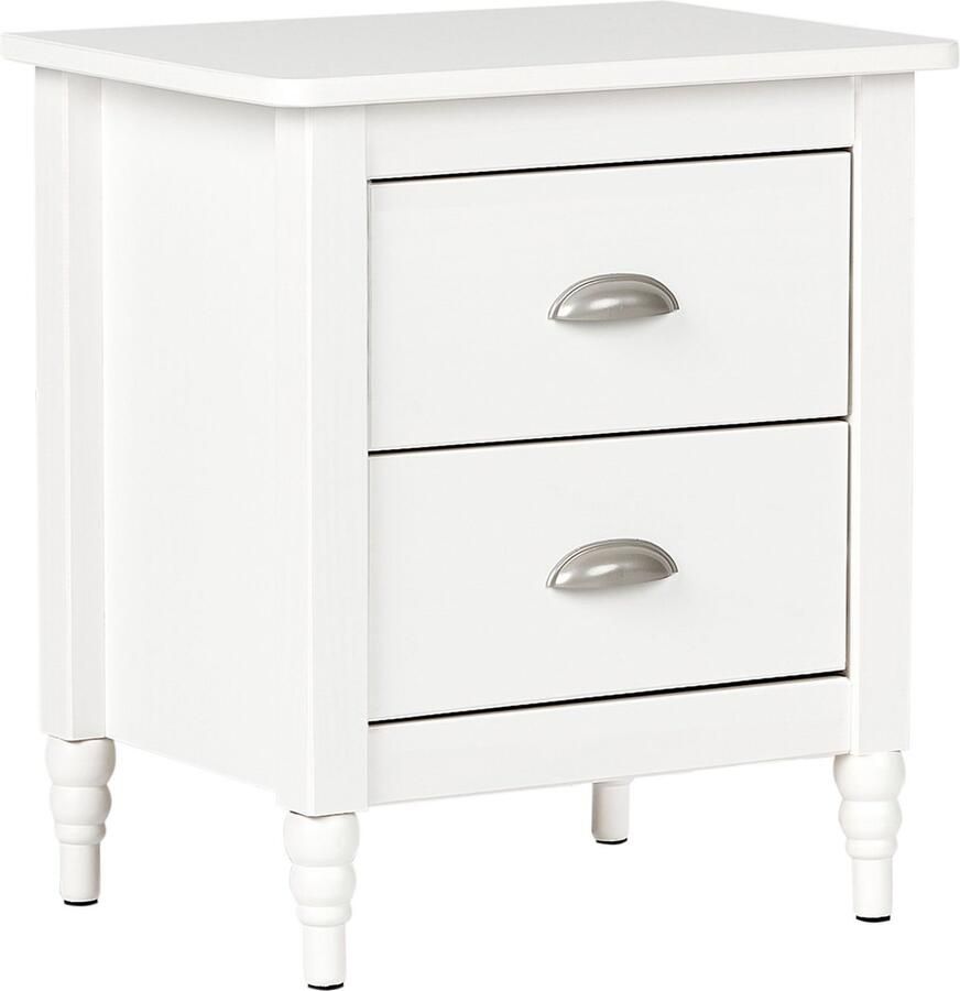 Beliani Nachtkastje met 2 lades SHILLINGTON Dennenhout Wit