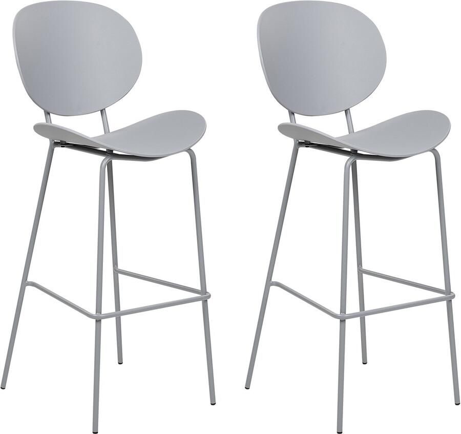 Beliani SHONTO Barkruk set van 2 Lichtgrijs Polypropyleen