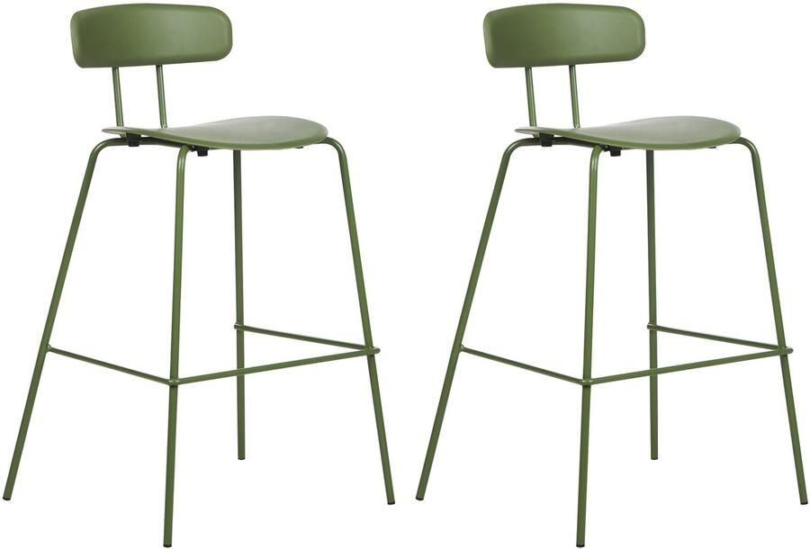 Beliani SIBLEY Barkruk set van 2 Groen Synthetisch materiaal