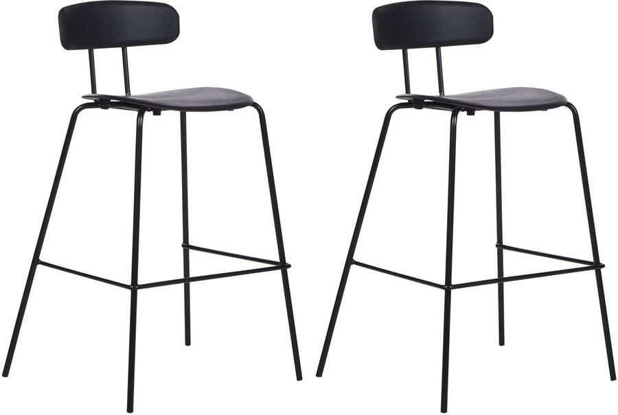 Beliani SIBLEY Barkruk set van 2 Zwart Synthetisch materiaal