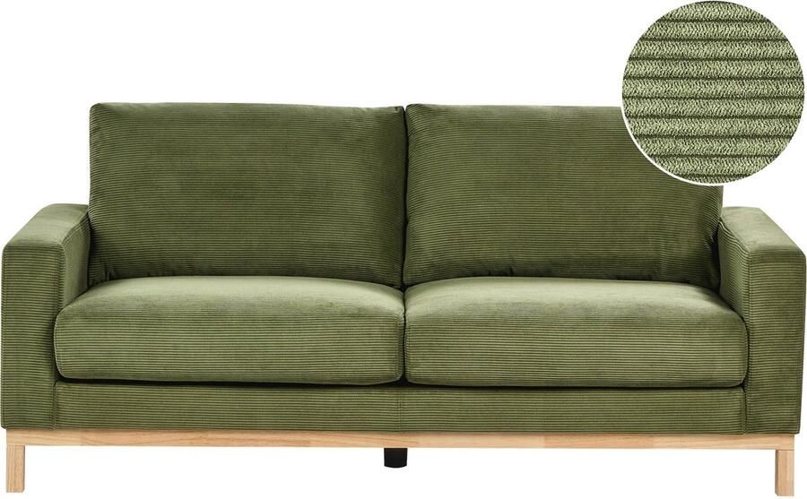 Beliani SIGGARD Tweezitsbank Groen Corduroy