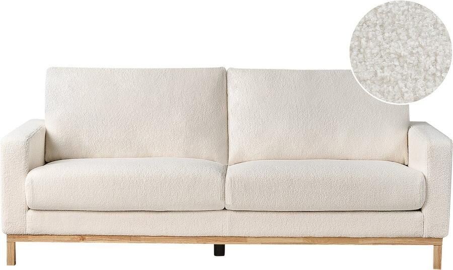 Beliani SIGGARD Tweezitsbank Wit Bouclé