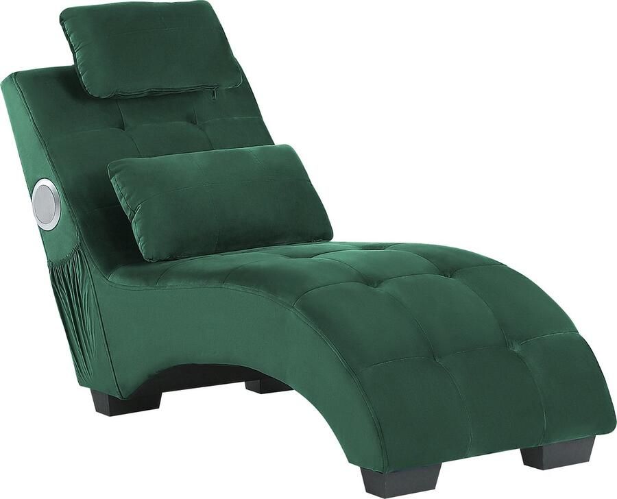 Beliani Chaise longue SIMORRE Fluweel Smaragdgroen Met ingebouwde Bluetooth speaker - Foto 3