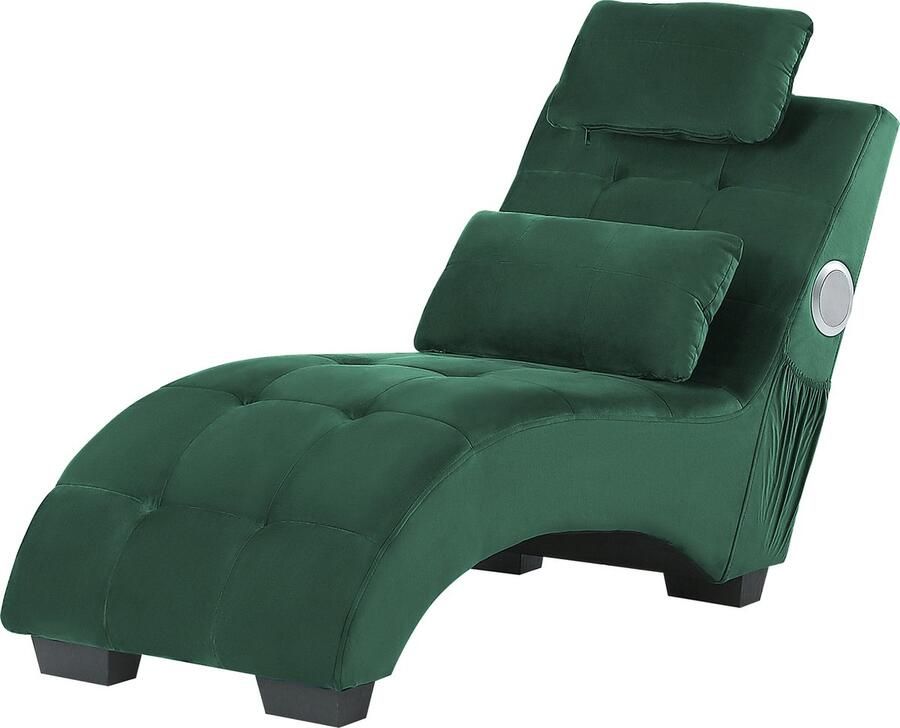 Beliani Chaise longue SIMORRE Fluweel Smaragdgroen Met ingebouwde Bluetooth speaker - Foto 2