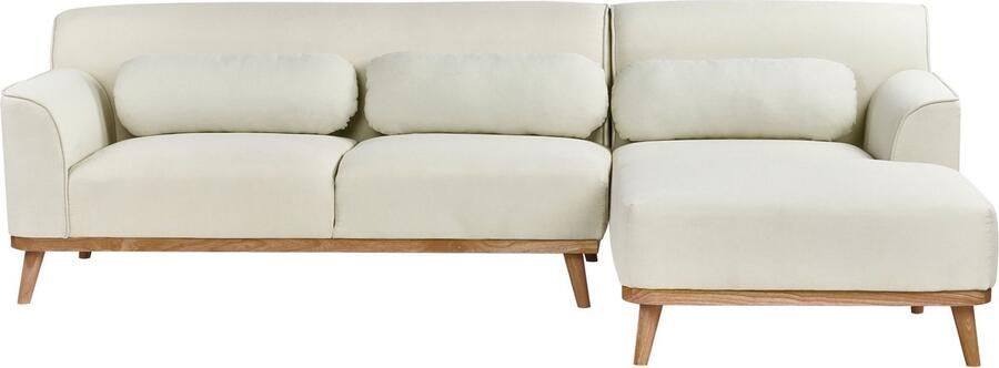 Beliani Hoekbank SIMOS Stof Gebroken wit 3-zitter Linkerzijde