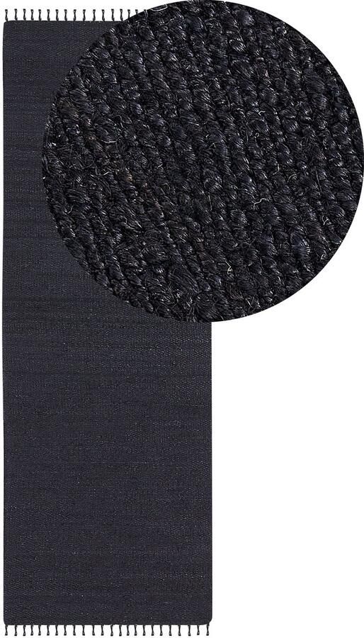 Beliani SINANKOY Loper tapijt Zwart 80 x 300 cm Jute