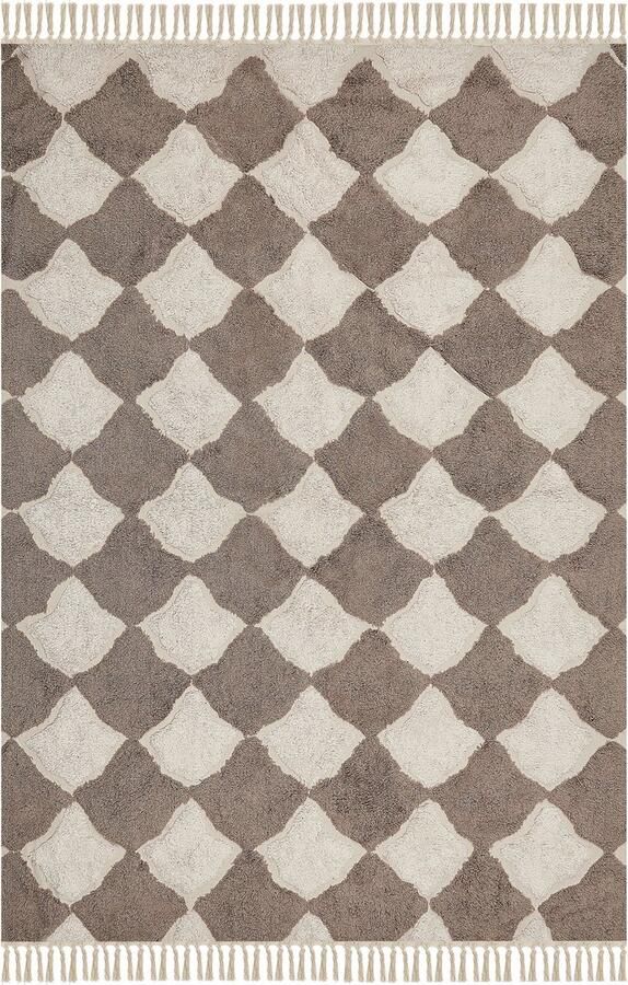 Beliani SINOP Laagpolig vloerkleed Bruin 160 x 230 cm Katoen - Foto 2